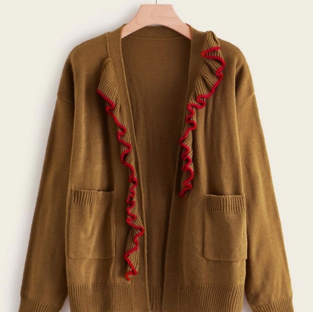ISO SHEIN Ruffle Cardigan 0X